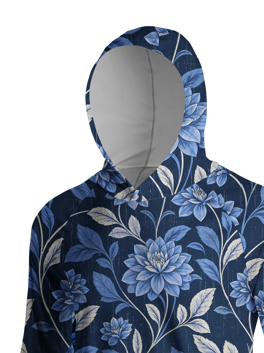 Orionride Indigo Bloom Long Sleeve Cycling Hoodie Shirt
