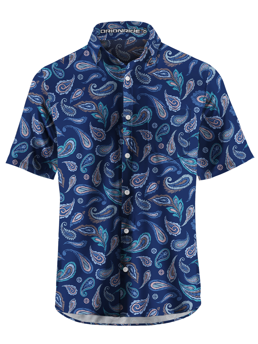 Orionride Swirling Pattern Zipper Pockets Ultra Lightweight Short Sleeves Gravel Shirt