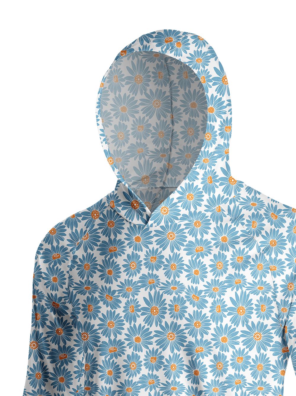 Orionride Blue Daisy Long Sleeve Cycling Hoodie Shirt