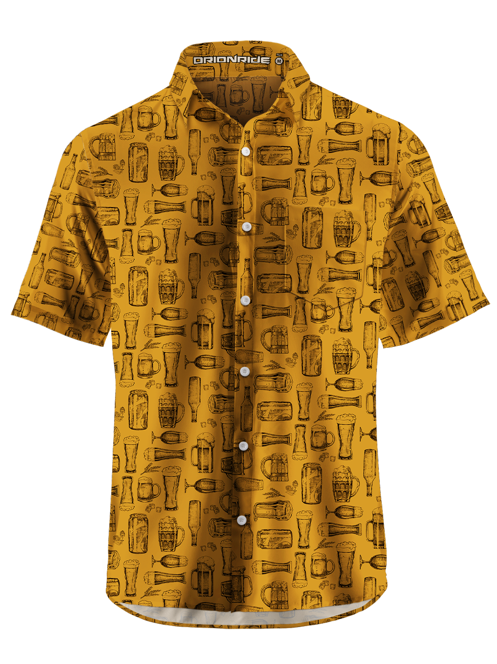 Orionride Line Drawing Beer Zipper Pockets Ultra Lightweight Short Sleeves Gravel Shirt