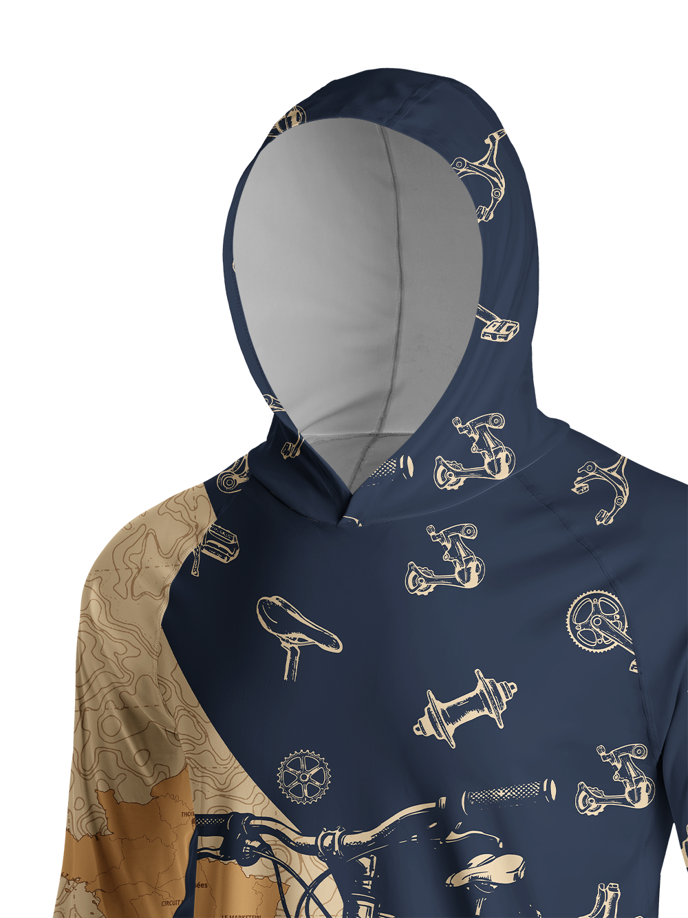Orionride Crossing The Map Long Sleeve Cycling Hoodie Shirt