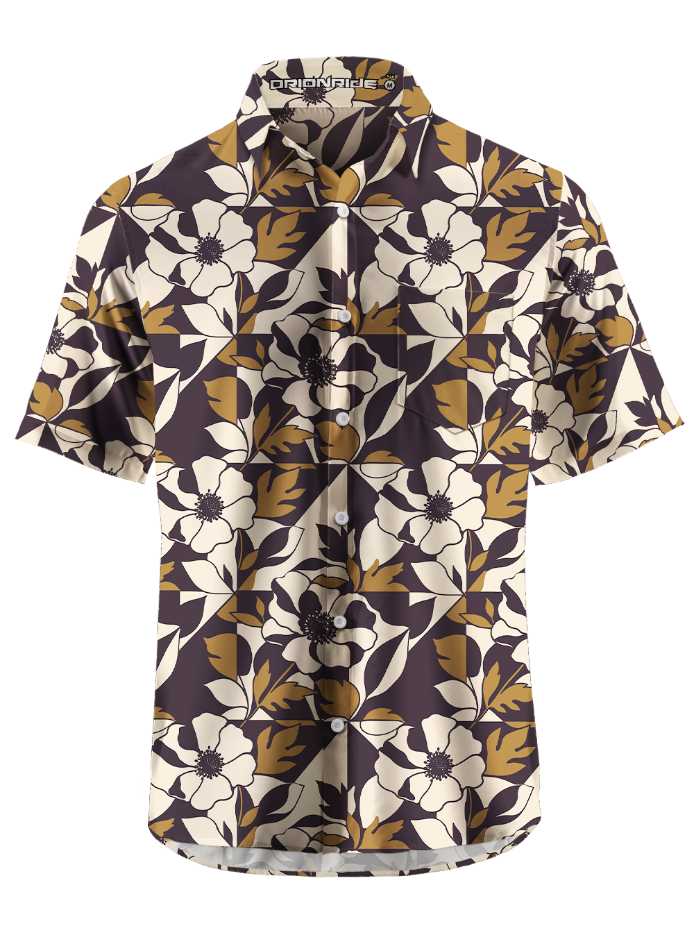 Orionride Geometric Bloom Zipper Pockets Ultra Lightweight Short Sleeves Gravel Shirt
