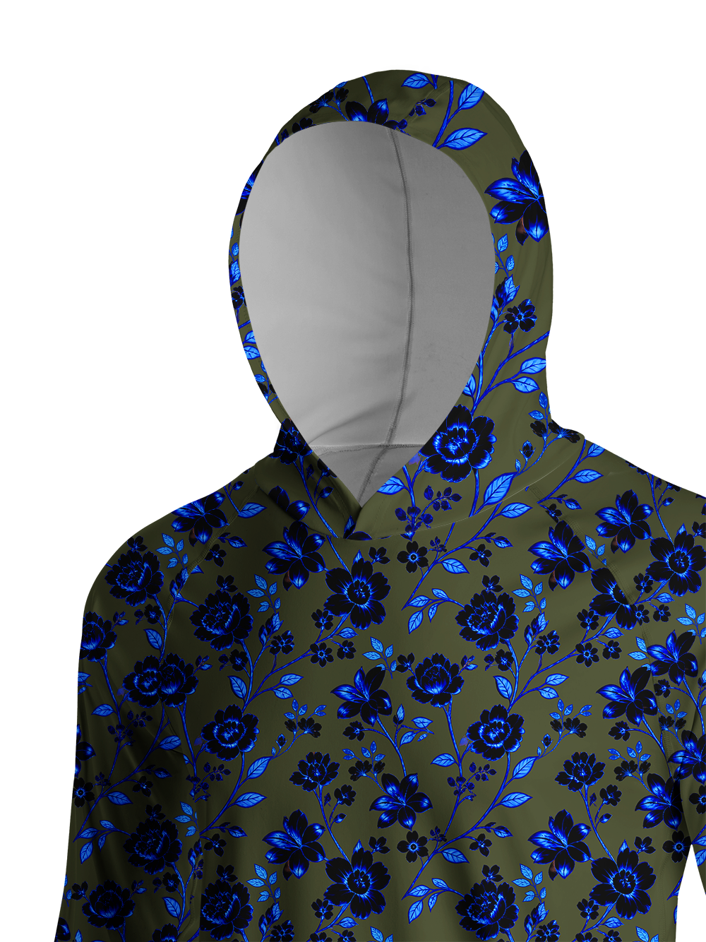 Orionride Fluorescent Flowers Long Sleeve Cycling Hoodie Shirt