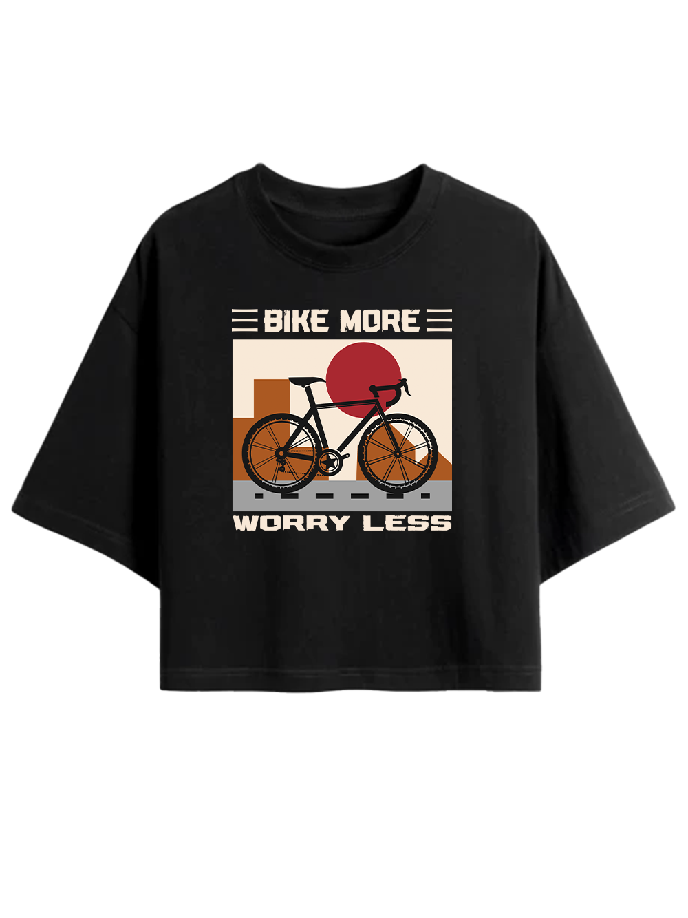Orionride Bike More Worry Less Women's Oversize Cycling Crop Tops