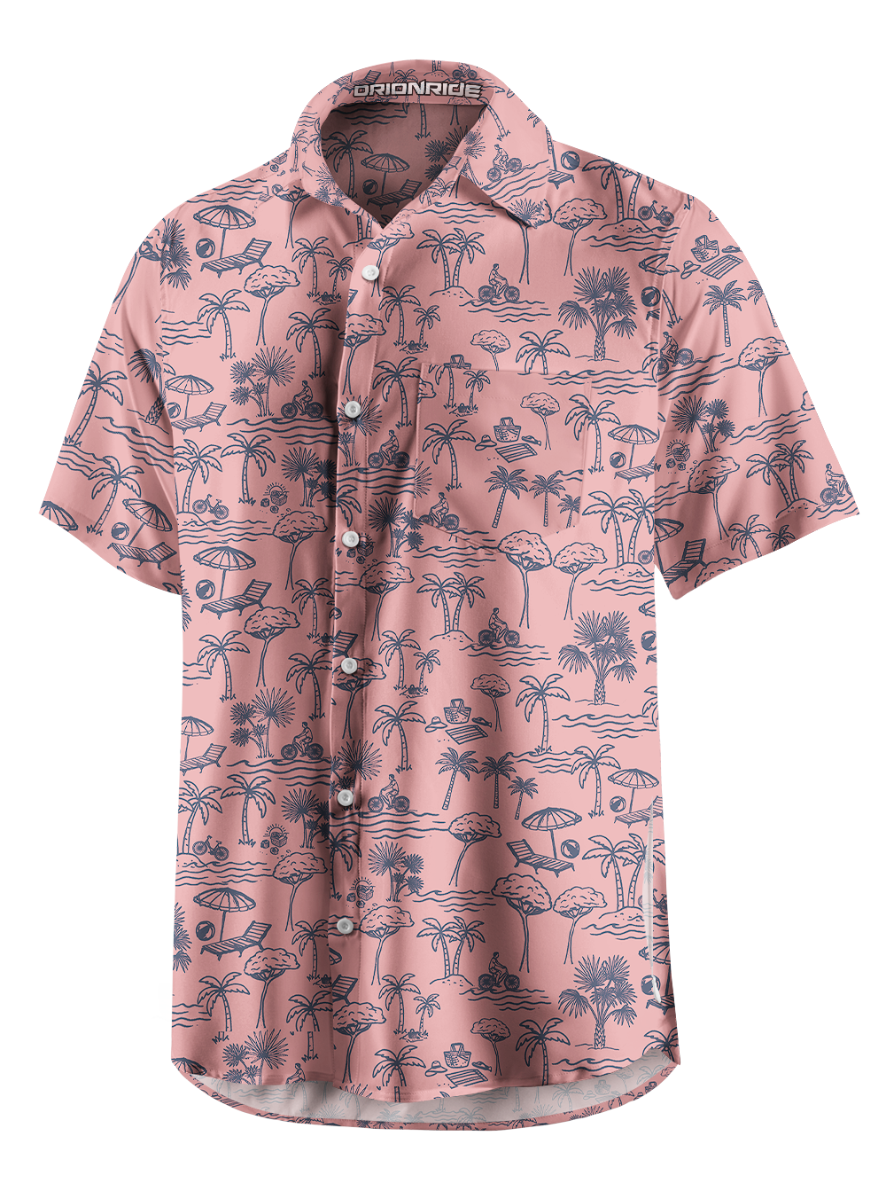 Orionride Beach Coconut Trees Zipper Pockets Ultra Lightweight Short Sleeves Gravel Shirt