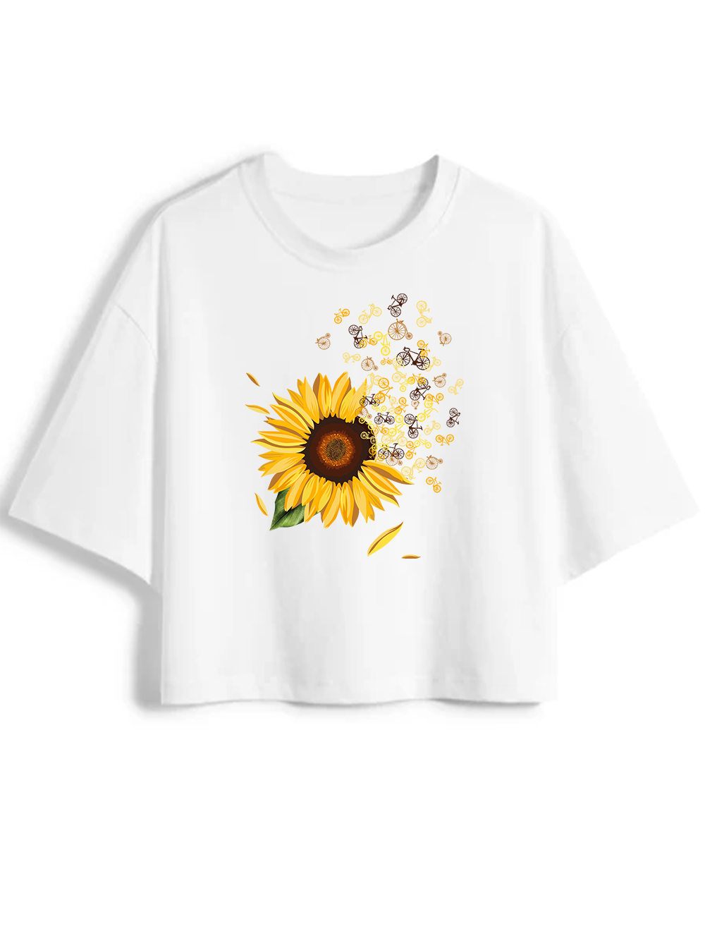 Orionride Blooming Sunflowers Women's Oversize Cycling Crop Tops