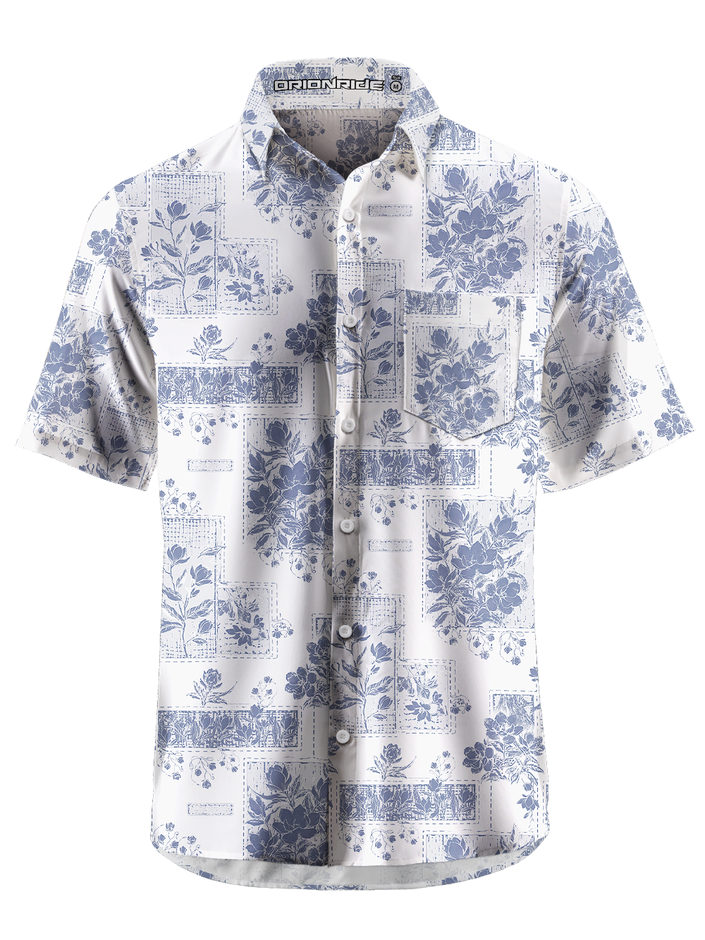 Orionride Flower Arrangement Zipper Pockets Ultra Lightweight Short Sleeves Gravel Shirt