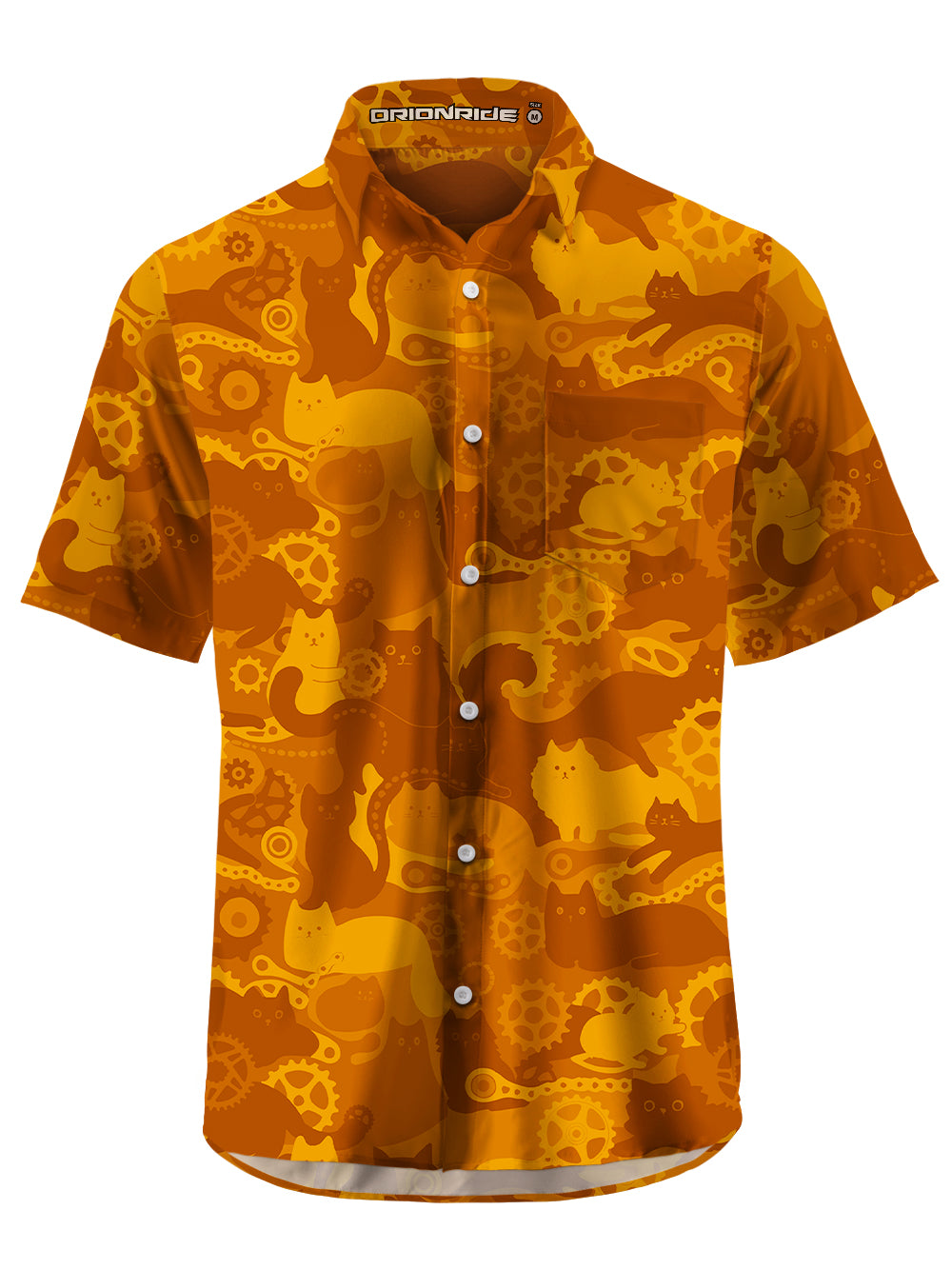 Orionride Cat Playing With Gears Zipper Pockets Ultra Lightweight Short Sleeves Gravel Shirt