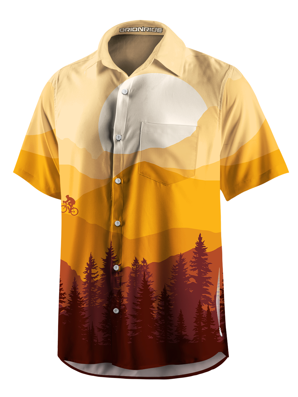 Orionride Warm Pine Shadow Zipper Pockets Ultra Lightweight Short Sleeves Gravel Shirt