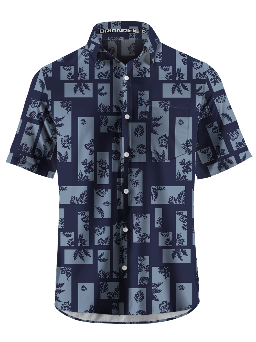 Orionride Floral Color Blocks Zipper Pockets Ultra Lightweight Short Sleeves Gravel Shirt