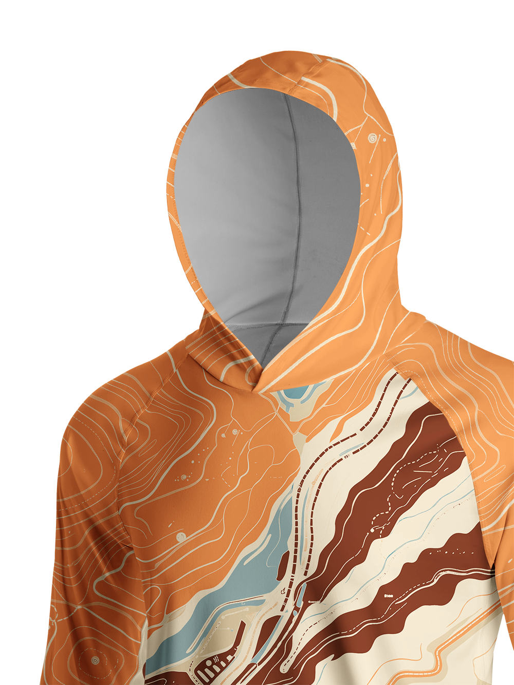 Orionride Map Ride Trail Long Sleeve Cycling Hoodie Shirt