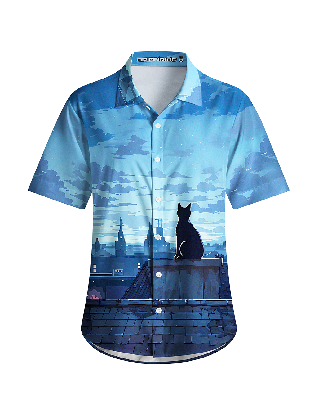 Orionride Black Cat Zipper Pockets Ultra Lightweight Short Sleeves Women's Gravel Shirt