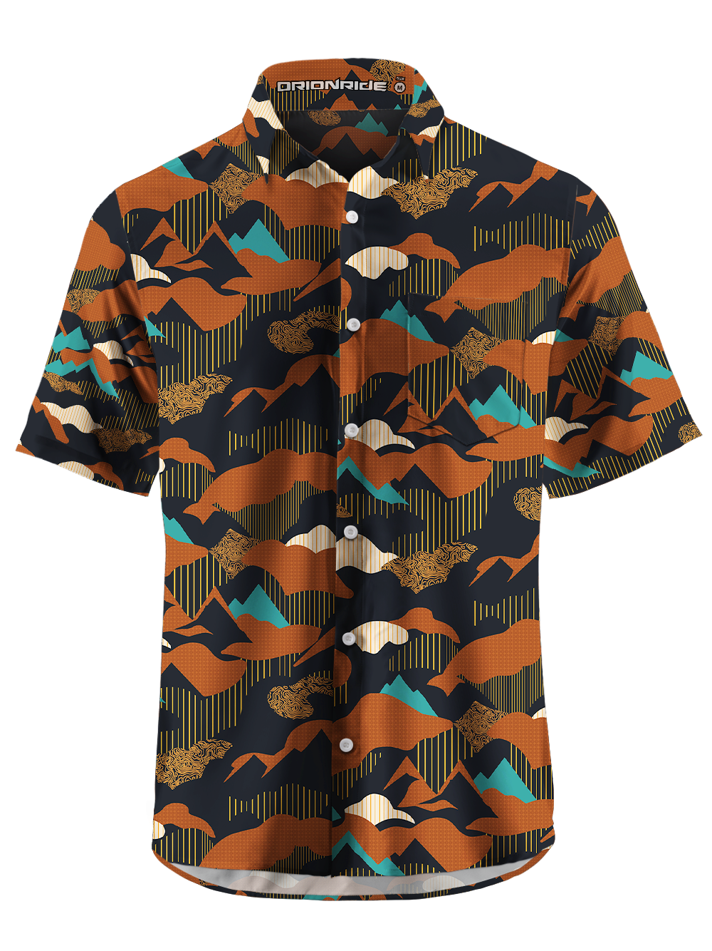 Orionride Layered Mountain Scenery Zipper Pockets Ultra Lightweight Short Sleeves Gravel Shirt