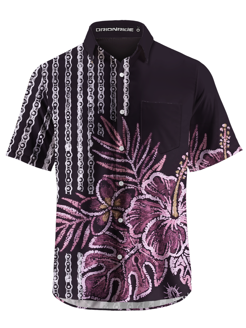 Orionride Chains And Flowers Zipper Pockets Ultra Lightweight Short Sleeves Gravel Shirt