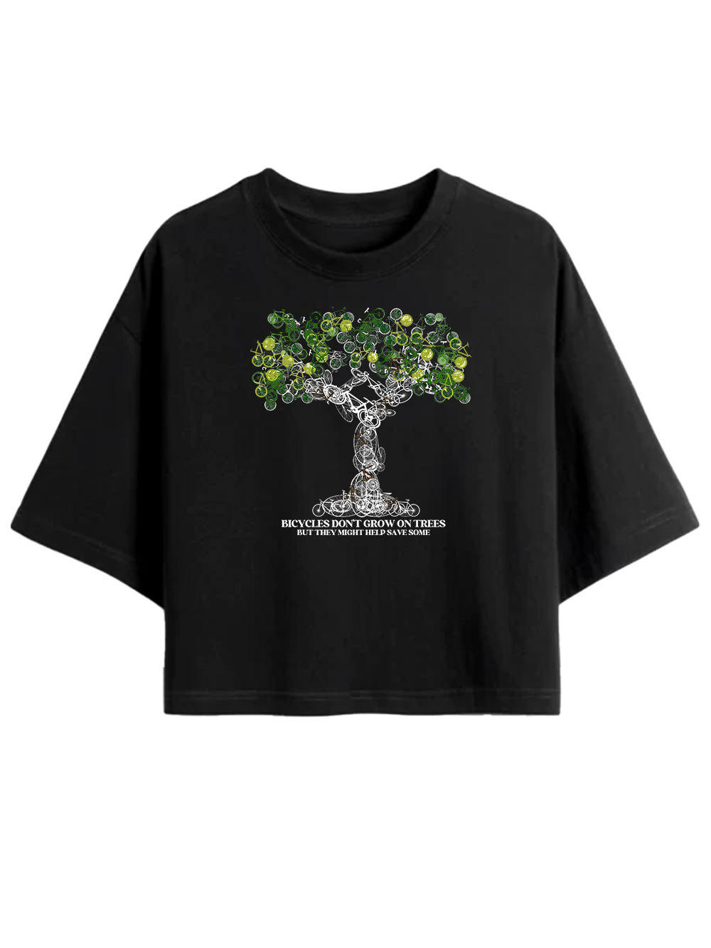 Orionride Bicycle Tree Art Women's Oversize Cycling Crop Tops