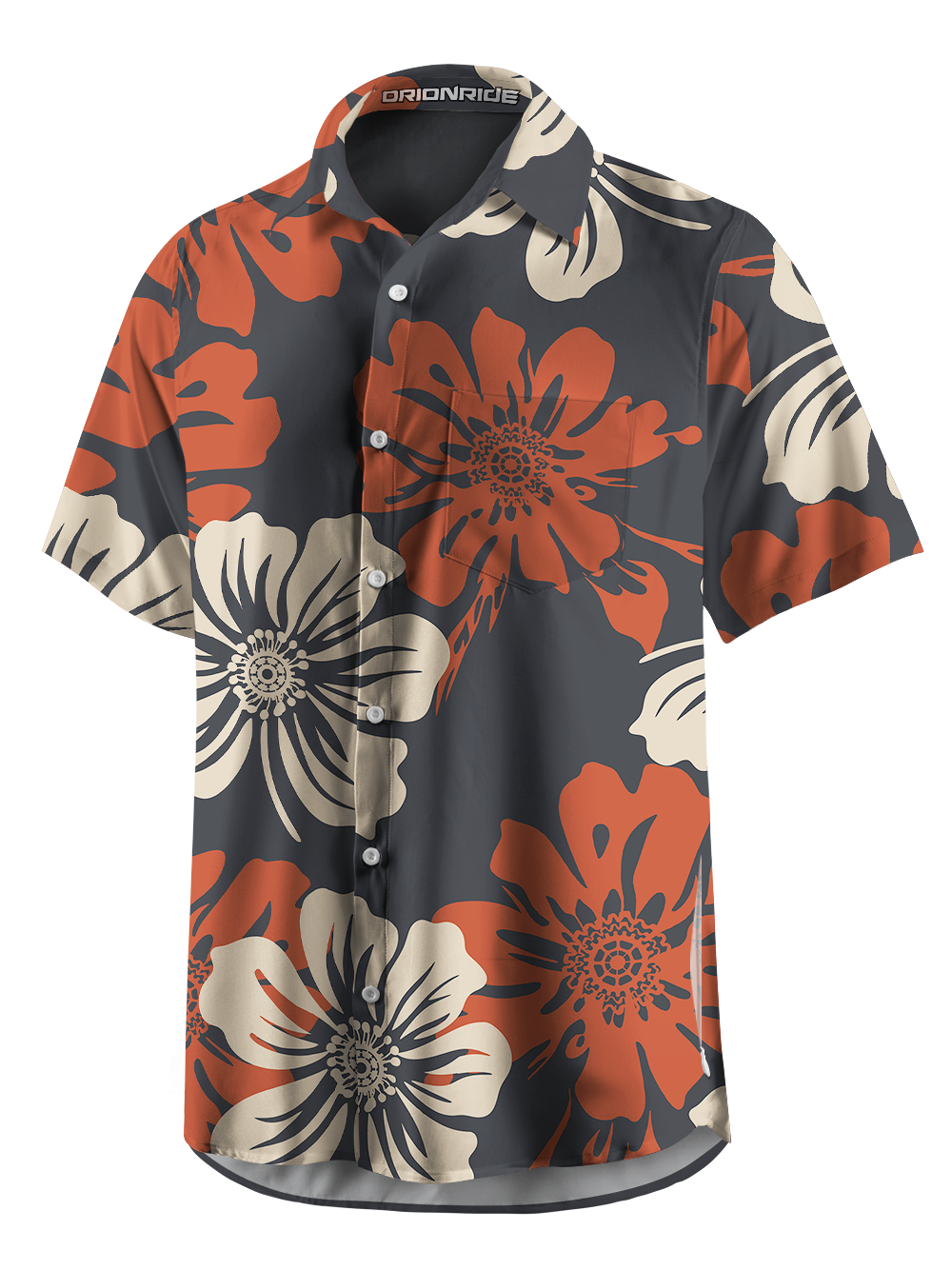 Orionride Large Flowers Zipper Pockets Ultra Lightweight Short Sleeves Gravel Shirt
