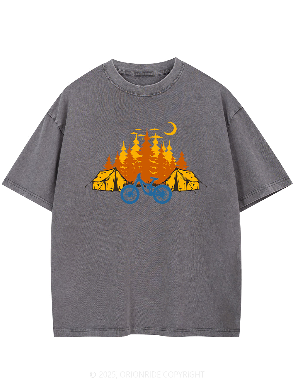 Orionride Camping Short Sleeves Bike Washed T-Shirt