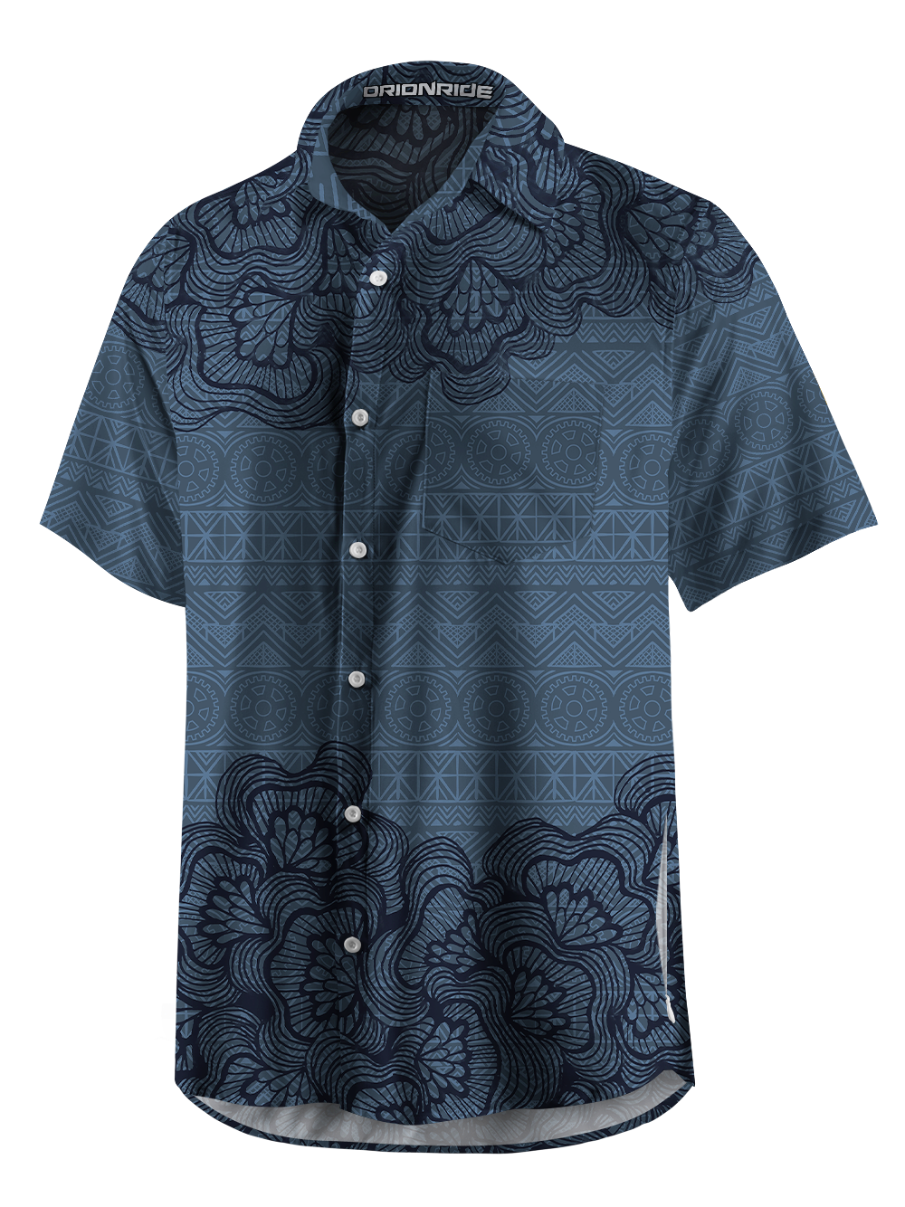 Orionride Floral Shadow Pattern Zipper Pockets Ultra Lightweight Short Sleeves Gravel Shirt
