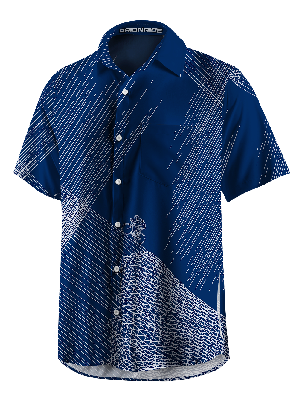 Orionride Topographical Sketch Zipper Pockets Ultra Lightweight Short Sleeves Gravel Shirt