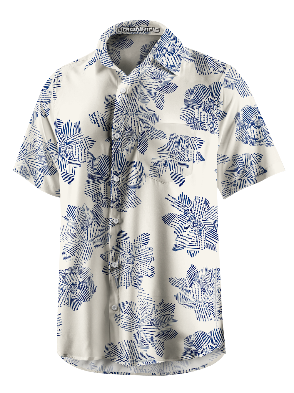 Orionride Diagonal Flowers Zipper Pockets Ultra Lightweight Short Sleeves Gravel Shirt