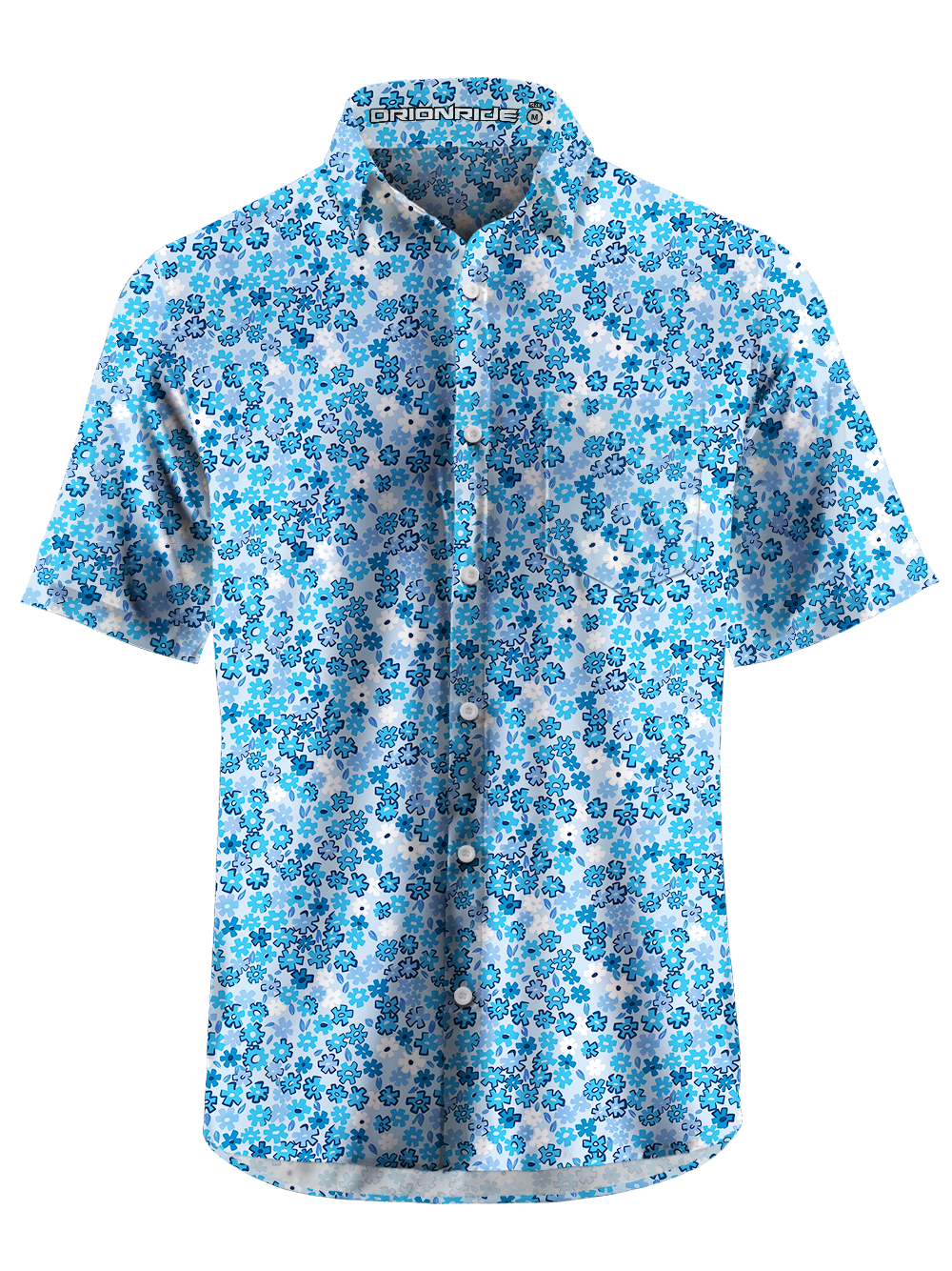 Orionride Floral Chiffon Zipper Pockets Ultra Lightweight Short Sleeves Gravel Shirt