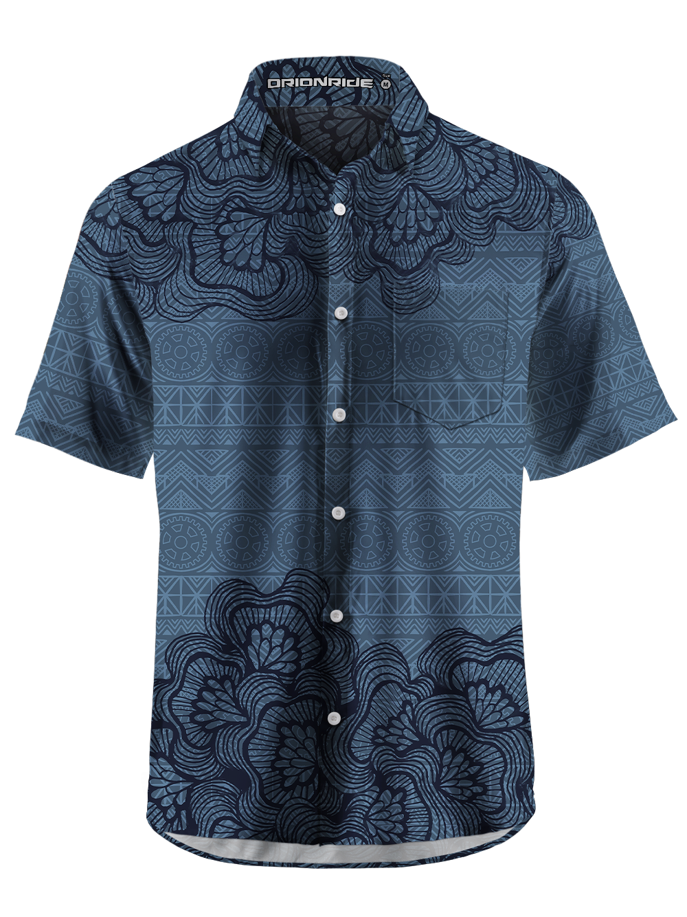 Orionride Floral Shadow Pattern Zipper Pockets Ultra Lightweight Short Sleeves Gravel Shirt