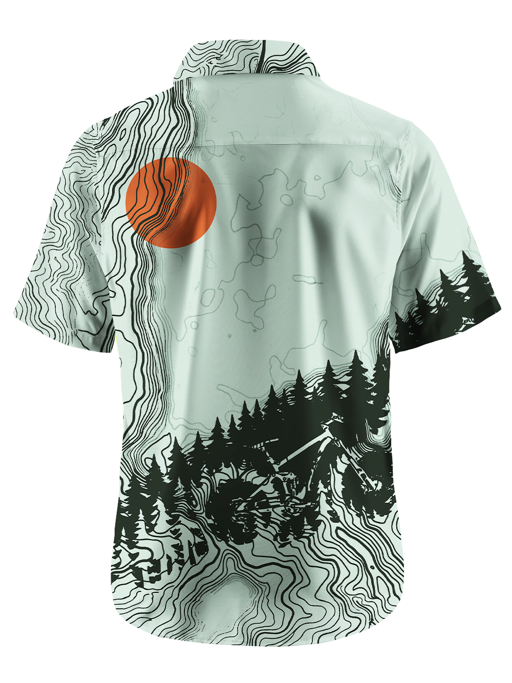 Orionride Sunrise Contour Lines Zipper Pockets Ultra Lightweight Short Sleeves Gravel Shirt