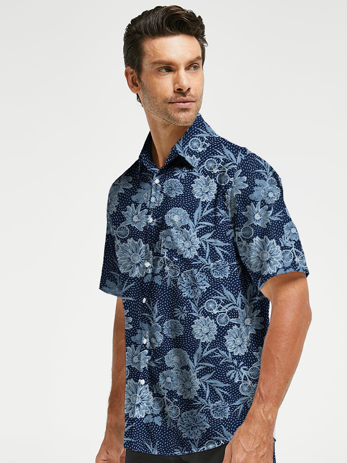 Orionride Flower Room Zipper Pockets Ultra Lightweight Short Sleeves Gravel Shirt