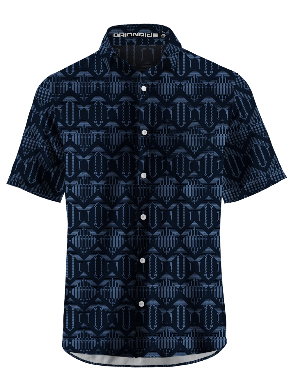 Orionride Checkered Chain Zipper Pockets Ultra Lightweight Short Sleeves Gravel Shirt