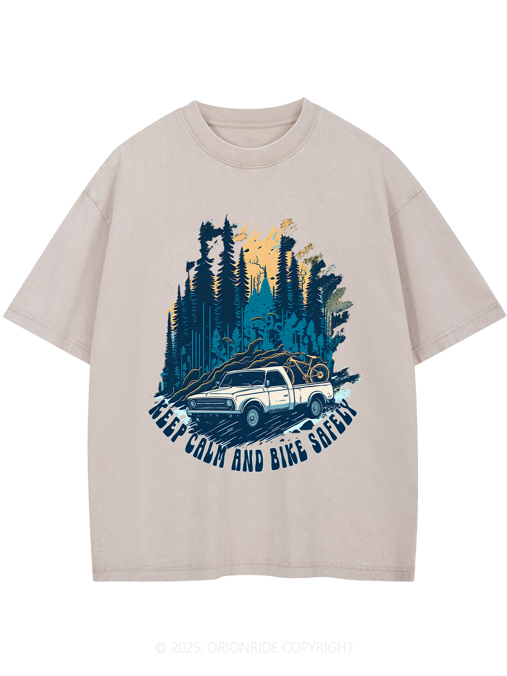 Orionride Keep Calm Short Sleeves Bike Washed T-Shirt