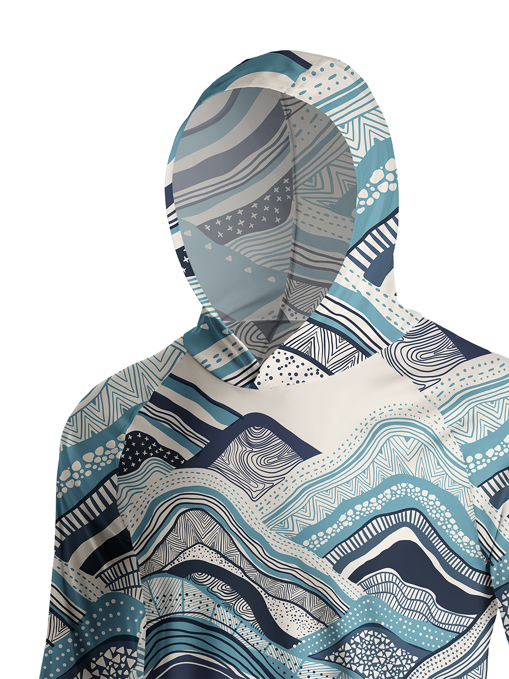 Orionride Layered Mountains And Seas Long Sleeve Cycling Hoodie Shirt