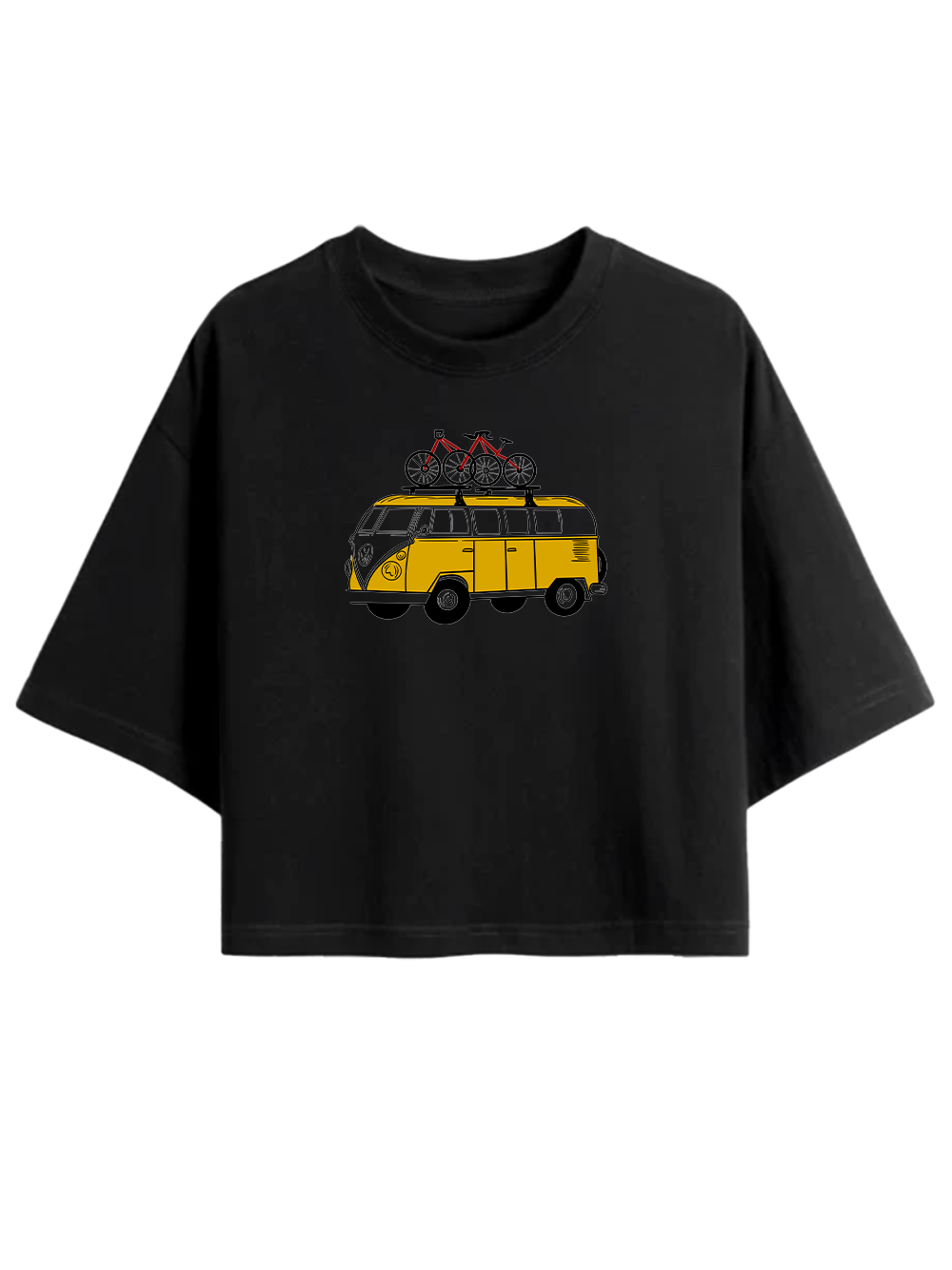 Orionride Yellow Bus Women's Oversize Cycling Crop Tops
