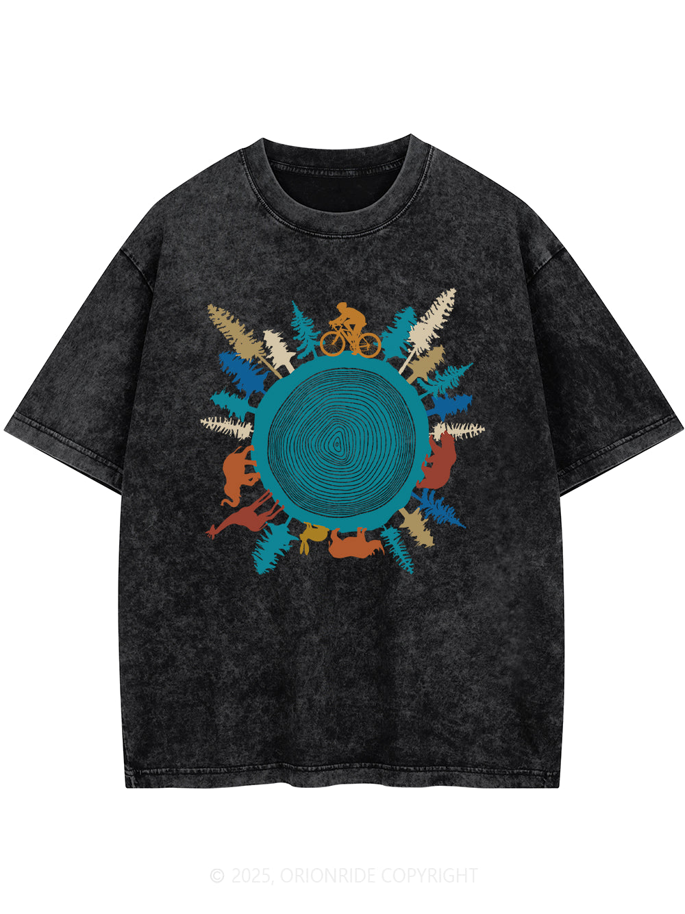 Orionride Forest Cycling Short Sleeves Bike Washed T-Shirt