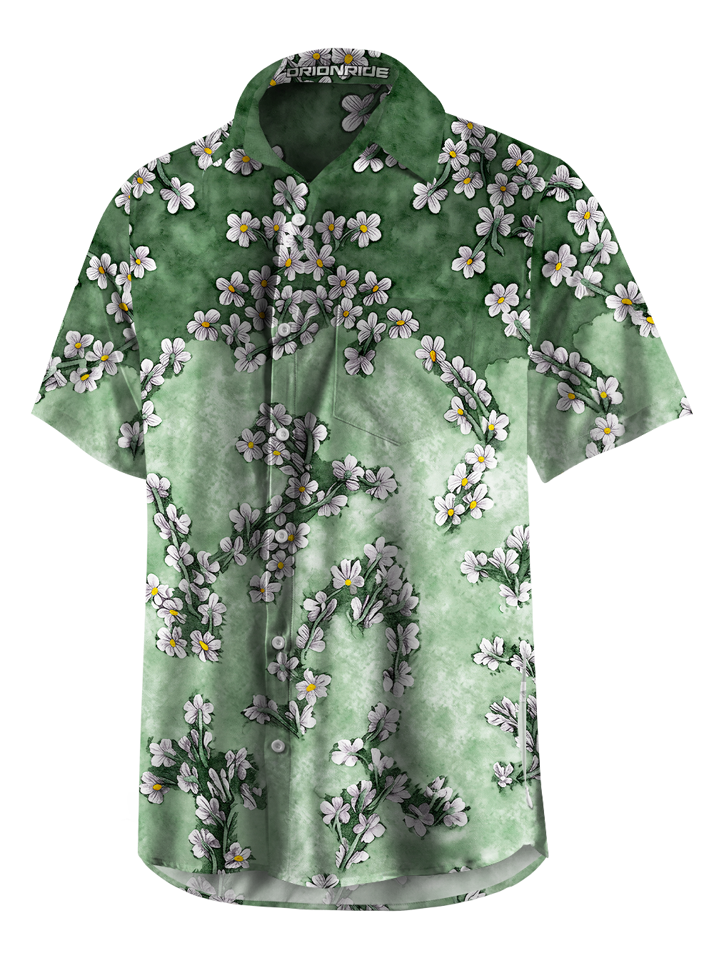 Orionride Dye Flower Zipper Pockets Ultra Lightweight Short Sleeves Gravel Shirt