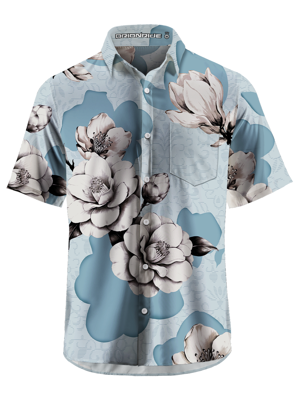 Orionride Porcelain Bloom Zipper Pockets Ultra Lightweight Short Sleeves Gravel Shirt