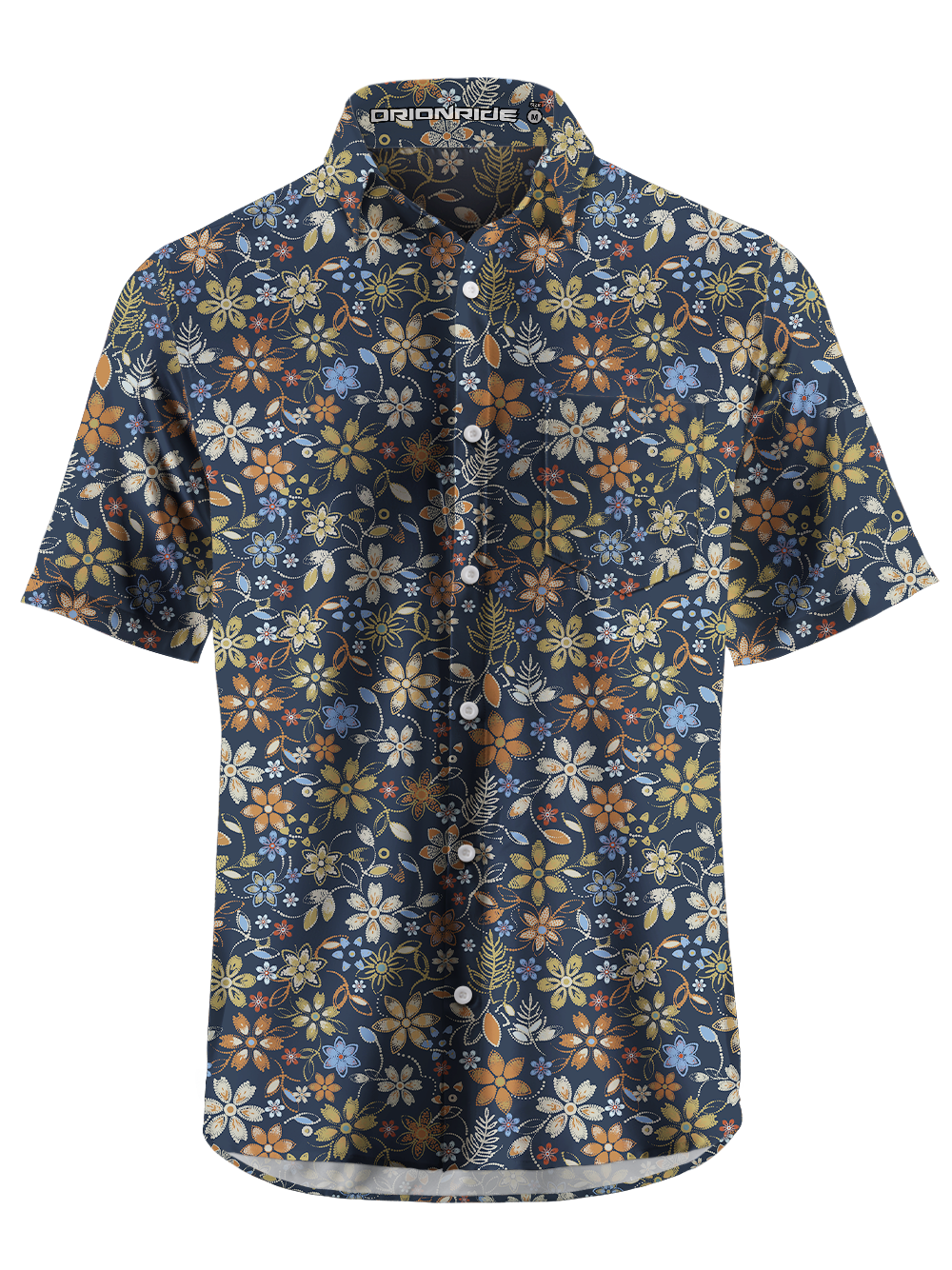 Orionride Embroidered Flower Zipper Pockets Ultra Lightweight Short Sleeves Gravel Shirt