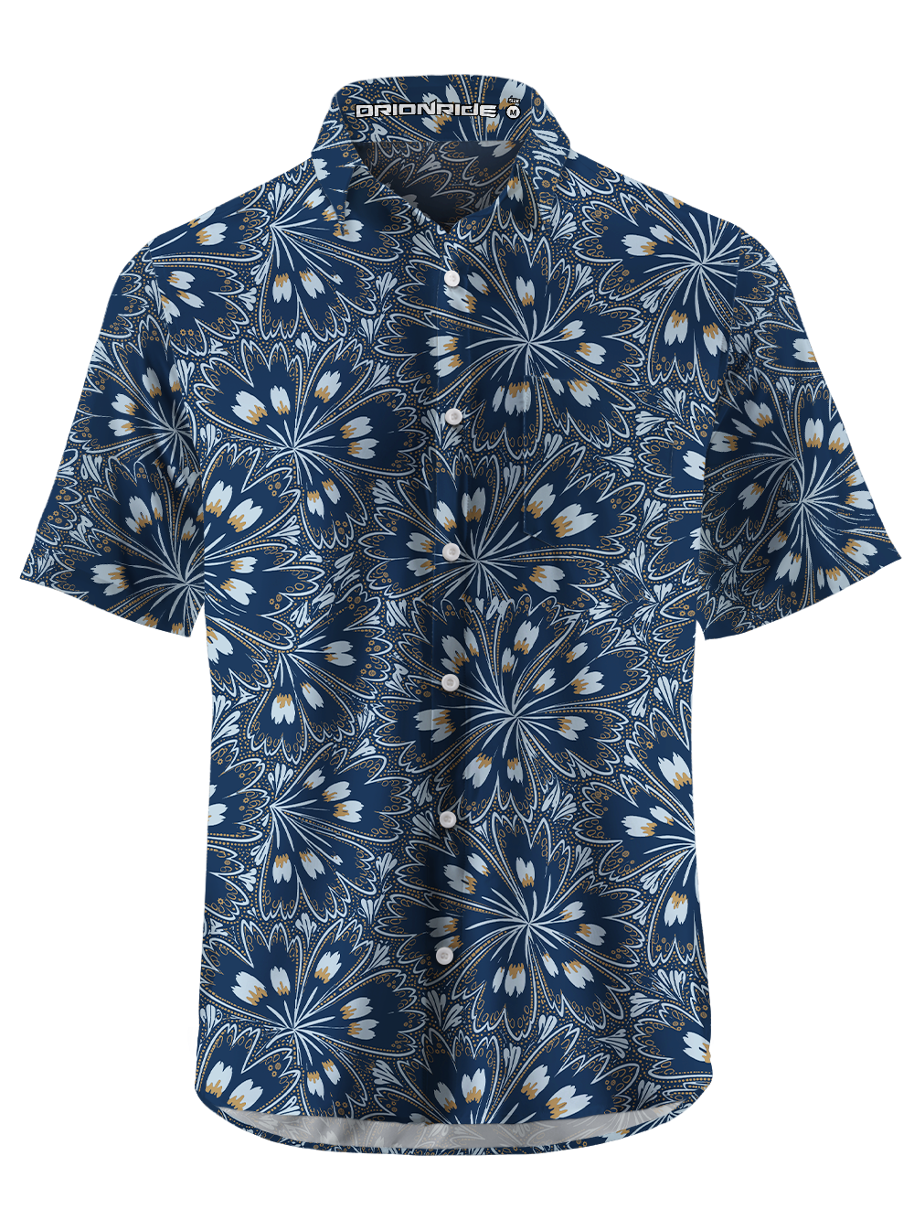 Orionride Porcelain Blossom Zipper Pockets Ultra Lightweight Short Sleeves Gravel Shirt