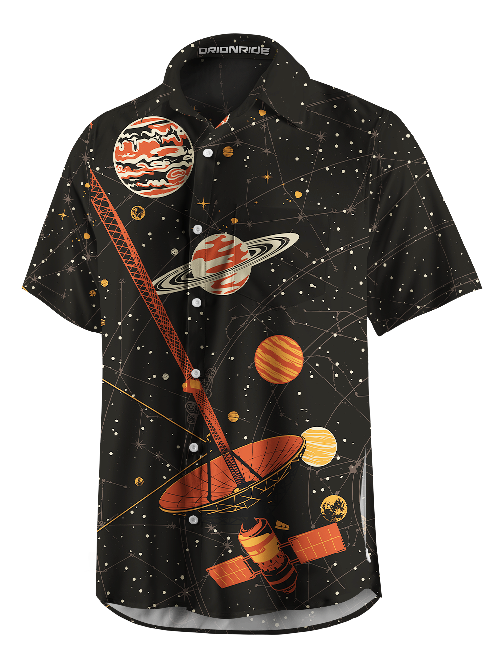 Orionride Starry Sky Background Zipper Pockets Ultra Lightweight Short Sleeves Gravel Shirt