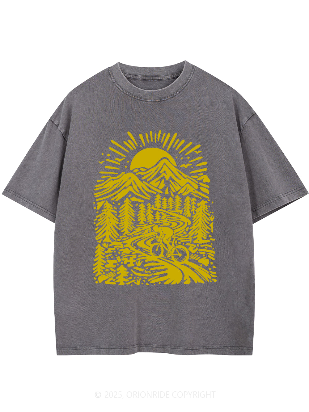 Orionride Sunrise In The Mountain Short Sleeves Bike Washed T-Shirt