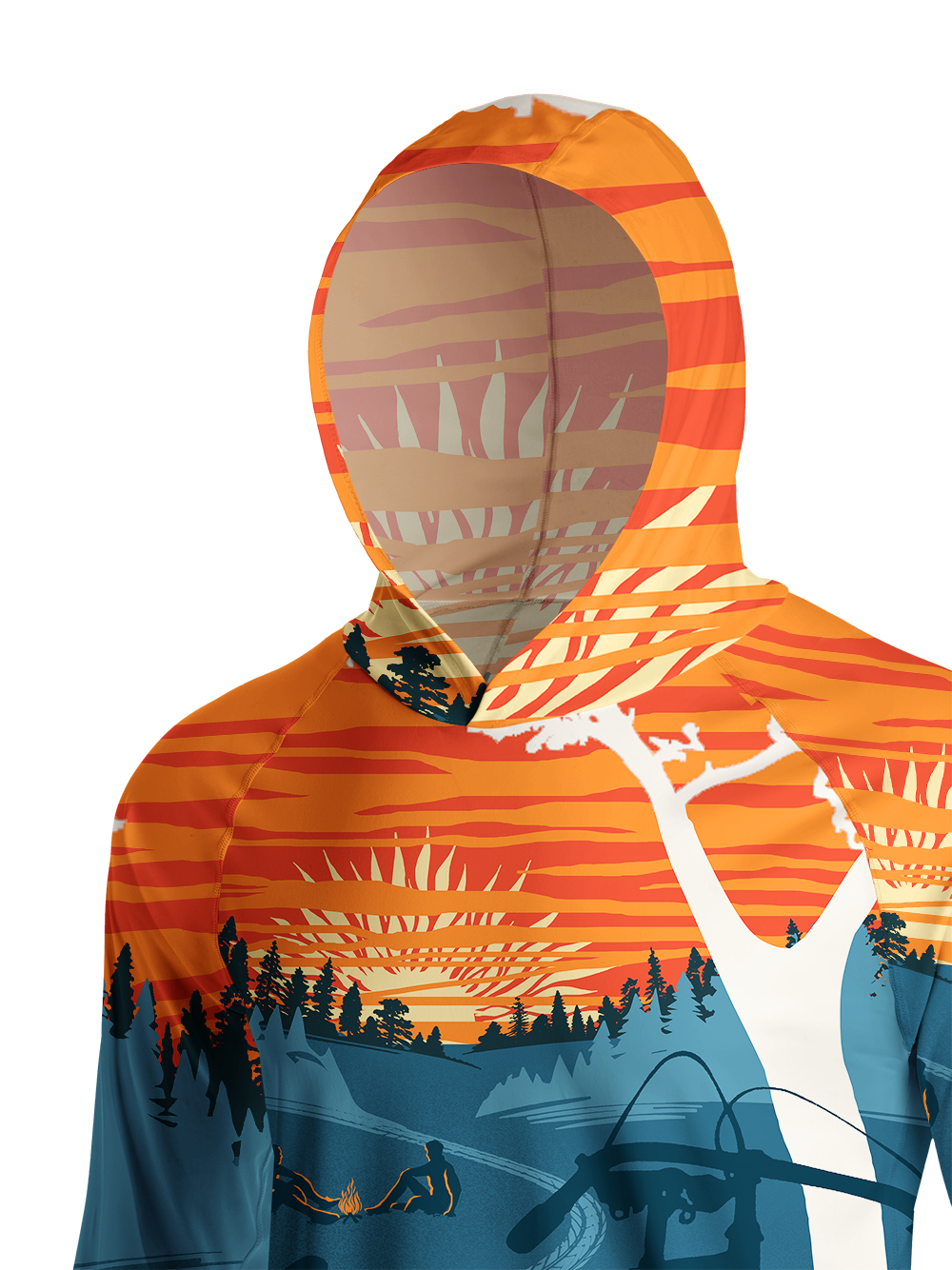 Orionride Sunset Camping Long Sleeve Cycling Hoodie Shirt