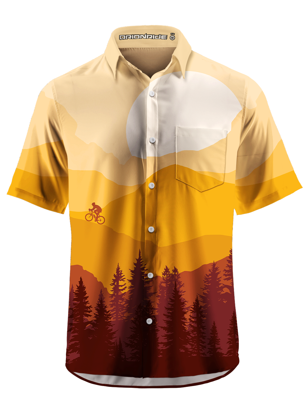 Orionride Warm Pine Shadow Zipper Pockets Ultra Lightweight Short Sleeves Gravel Shirt