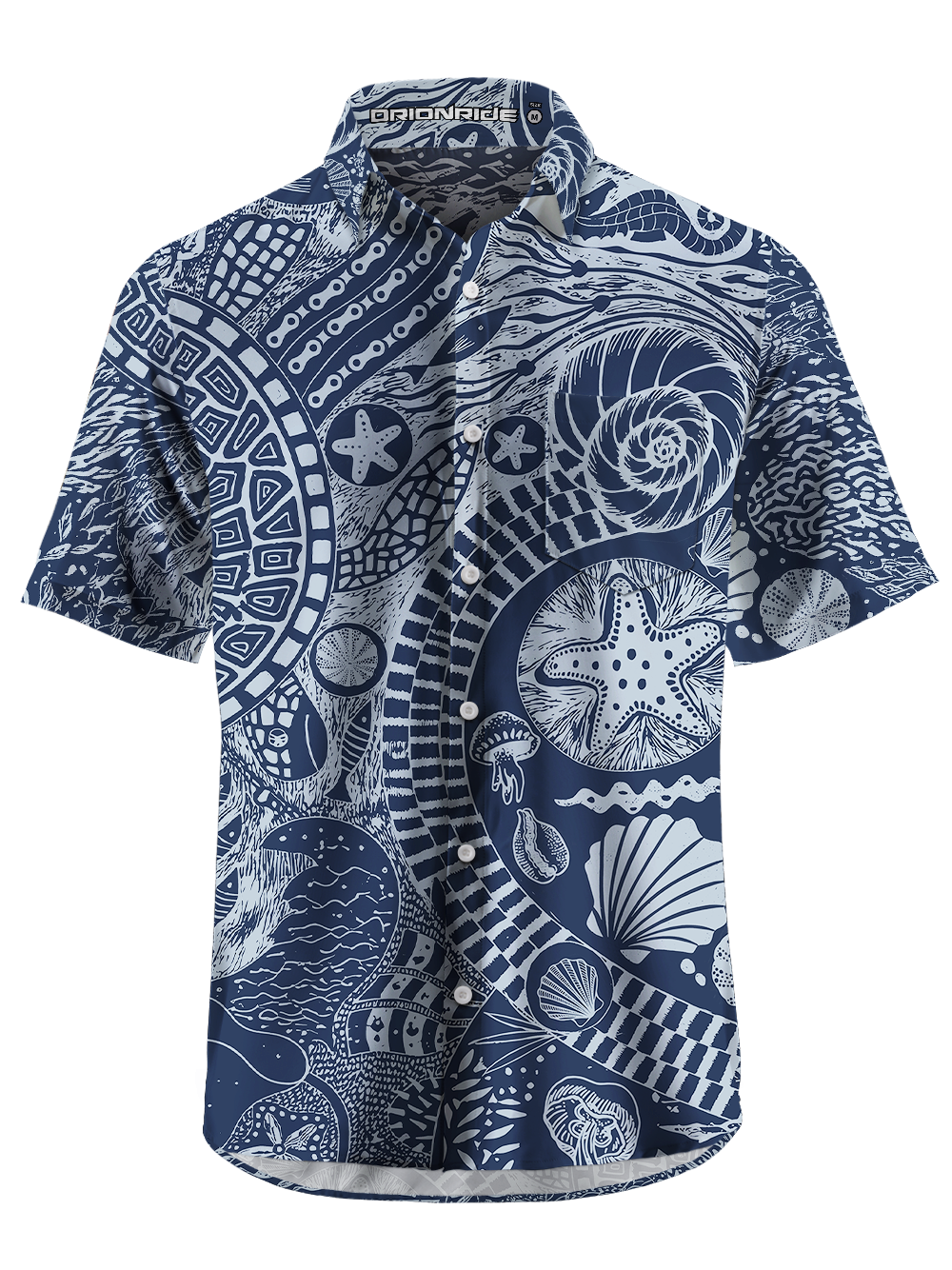 Orionride Starfish And Seashells Zipper Pockets Ultra Lightweight Short Sleeves Gravel Shirt