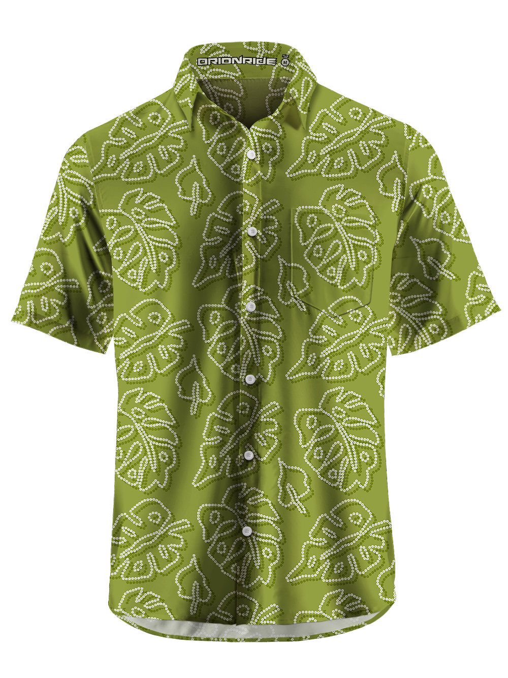 Orionride Tropical Plant Leaves Zipper Pockets Ultra Lightweight Short Sleeves Gravel Shirt