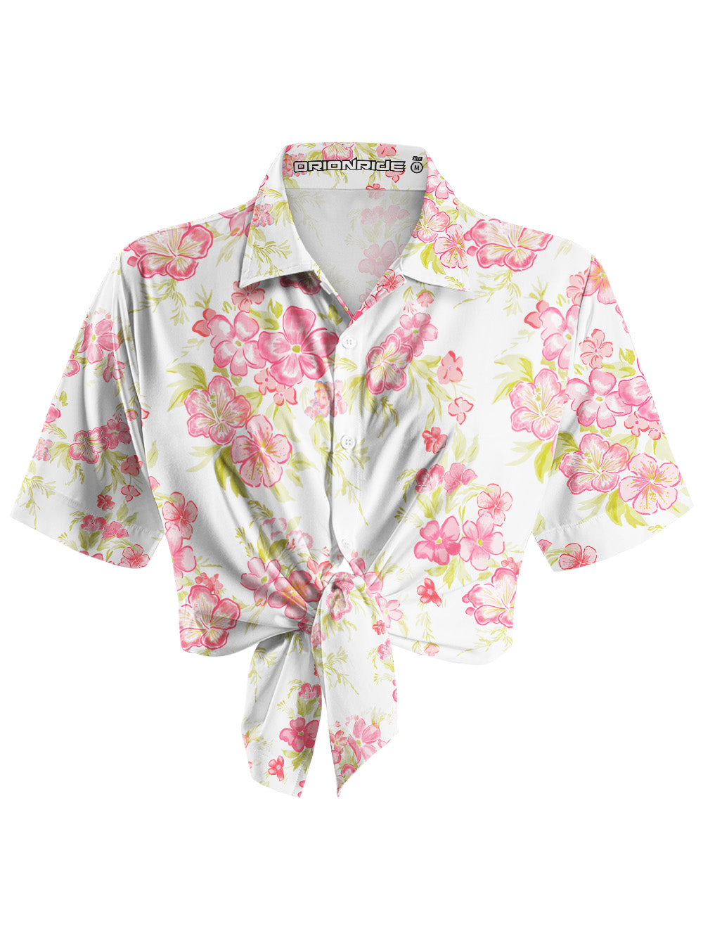 Orionride Fragrant Peach Blossoms Zipper Pockets Ultra Lightweight Short Sleeves Women's Gravel Shirt
