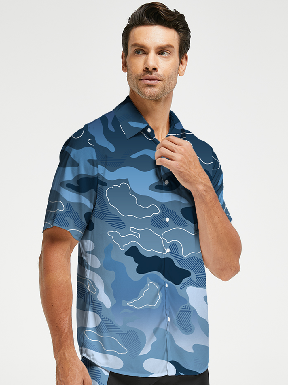 Orionride Gradient Ripple Zipper Pockets Ultra Lightweight Short Sleeves Gravel Shirt