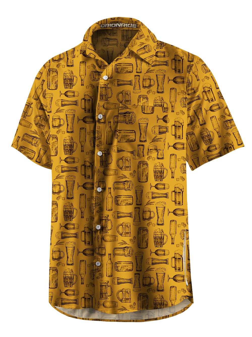 Orionride Line Drawing Beer Zipper Pockets Ultra Lightweight Short Sleeves Gravel Shirt