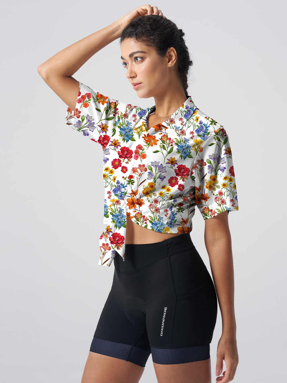 Orionride Sunshine Floral Zipper Pockets Ultra Lightweight Short Sleeves Women's Gravel Shirt