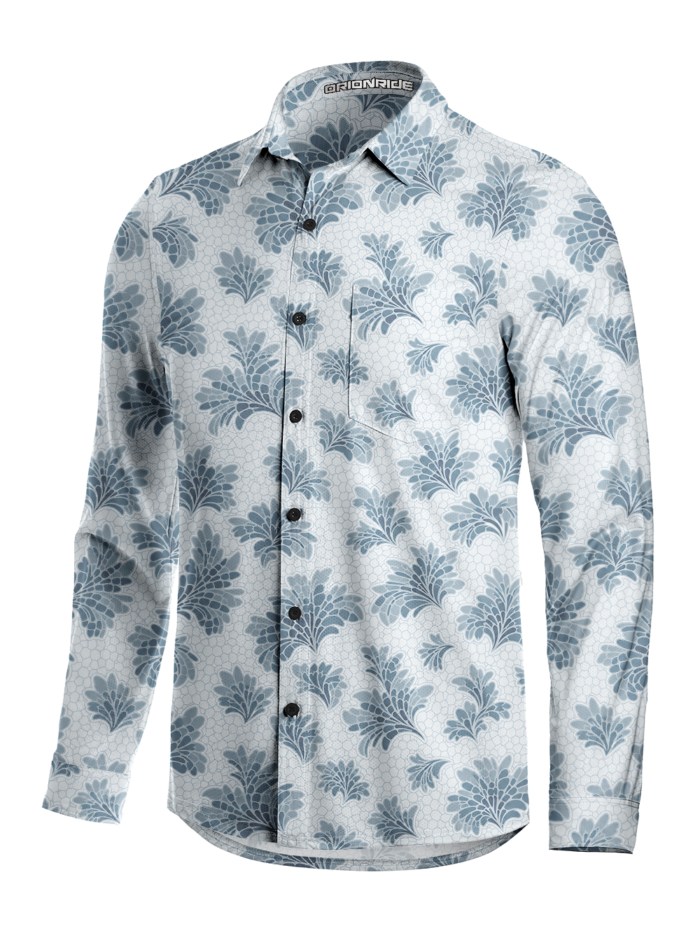 Orionride Botanical Lattice Men's Stretchy Breathable Long Sleeve Gravel Shirt