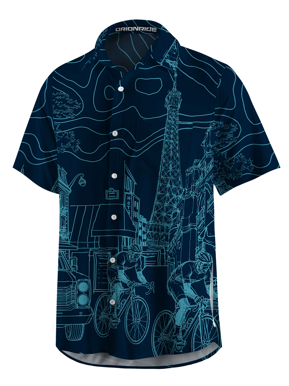 Orionride Urban Blueprint Zipper Pockets Ultra Lightweight Short Sleeves Gravel Shirt