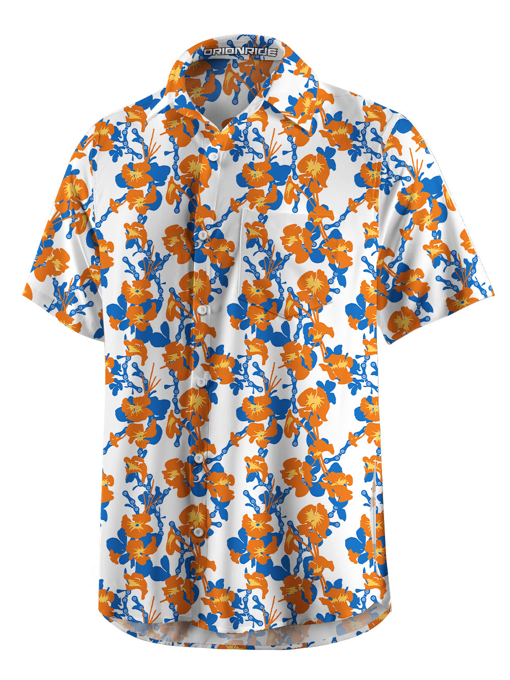 Orionride Unique Floral Chain Zipper Pockets Ultra Lightweight Short Sleeves Gravel Shirt